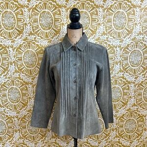 Margaret Godfrey Vintage Genuine Suede Pleated Pintuck Detail Shirt/Jacket Sz 10